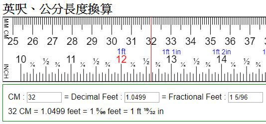 英呎 公分長度換算 一英呎等於幾公分 Feet Cm